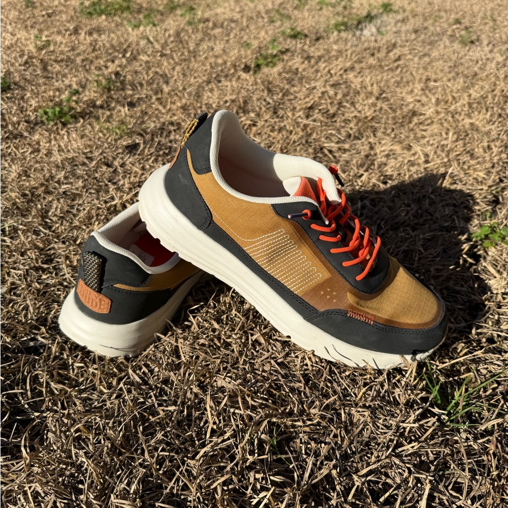 Hey Dude Men's Sneakers in Mustard, Black, and Orange